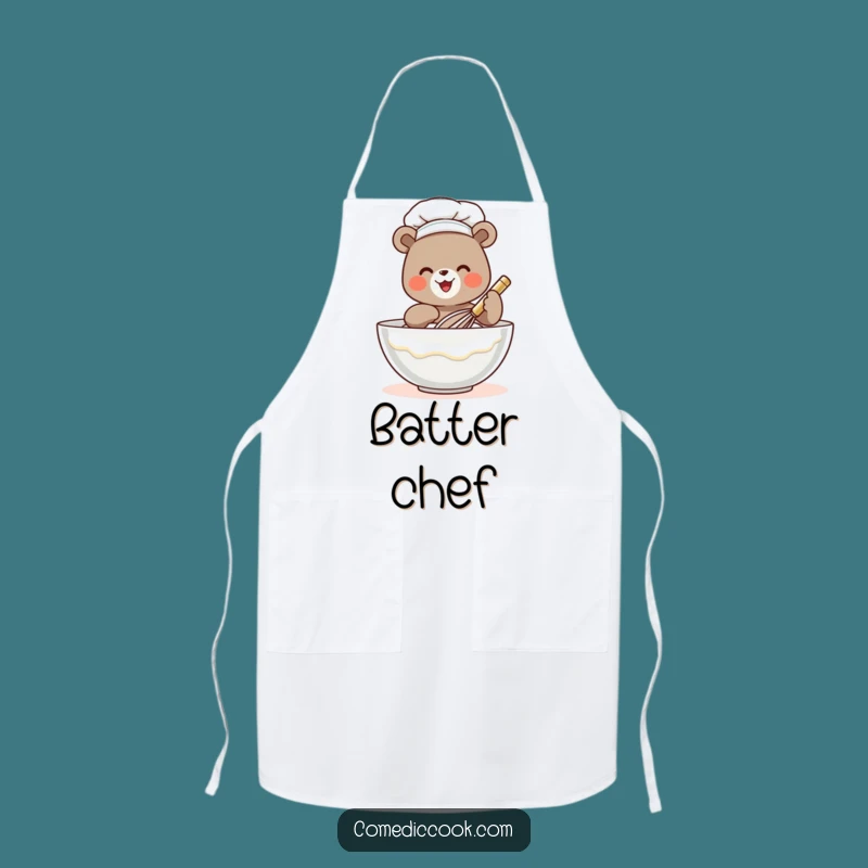 Funny Bear Chef Apron: Tiny Whisking Chef, Protects Clothes & Delivers Laughs, Perfect Funny Gift!