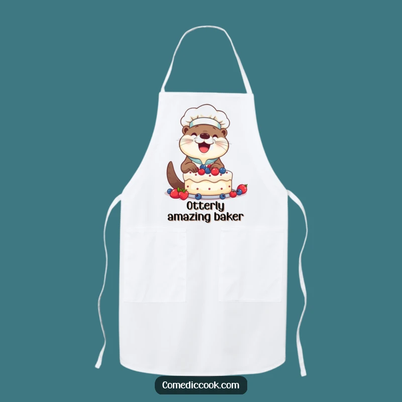 Funny Otter Chef Cake Apron: Bake with Joy, Perfect Humorous Gift