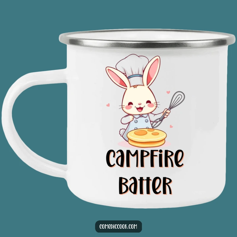 Funny Bunny Chef Camping Mug: Adventure and Coffee Fun