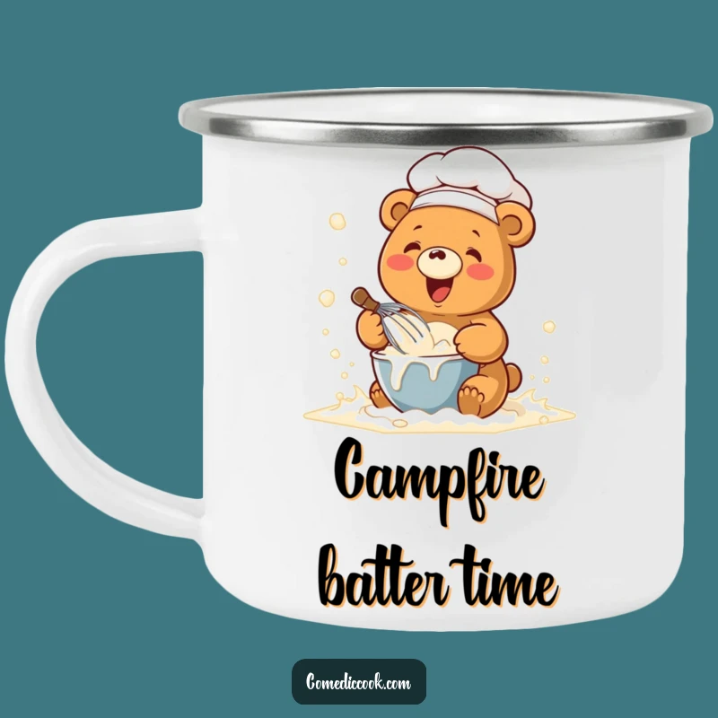 Campfire Bake Funny Chef Bear Camping Mug: Outdoor Baking Humor Gift