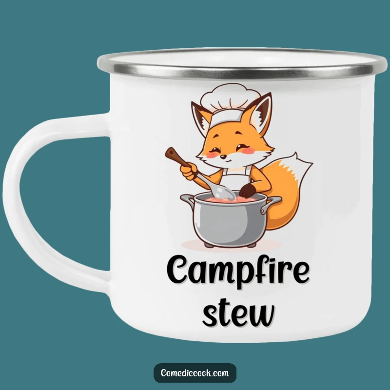 Funny Fox Chef Camping Mug: Adventure and Warm Drinks