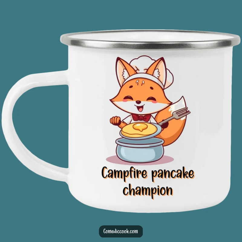 Funny Fox Chef Pancake Camping Mug: Outdoor Cooking Fun, Perfect Gift