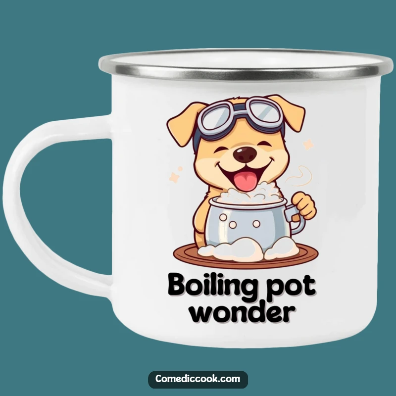Funny Goggled Dog Camping Mug: Durable & Humorous Companion for Explorers