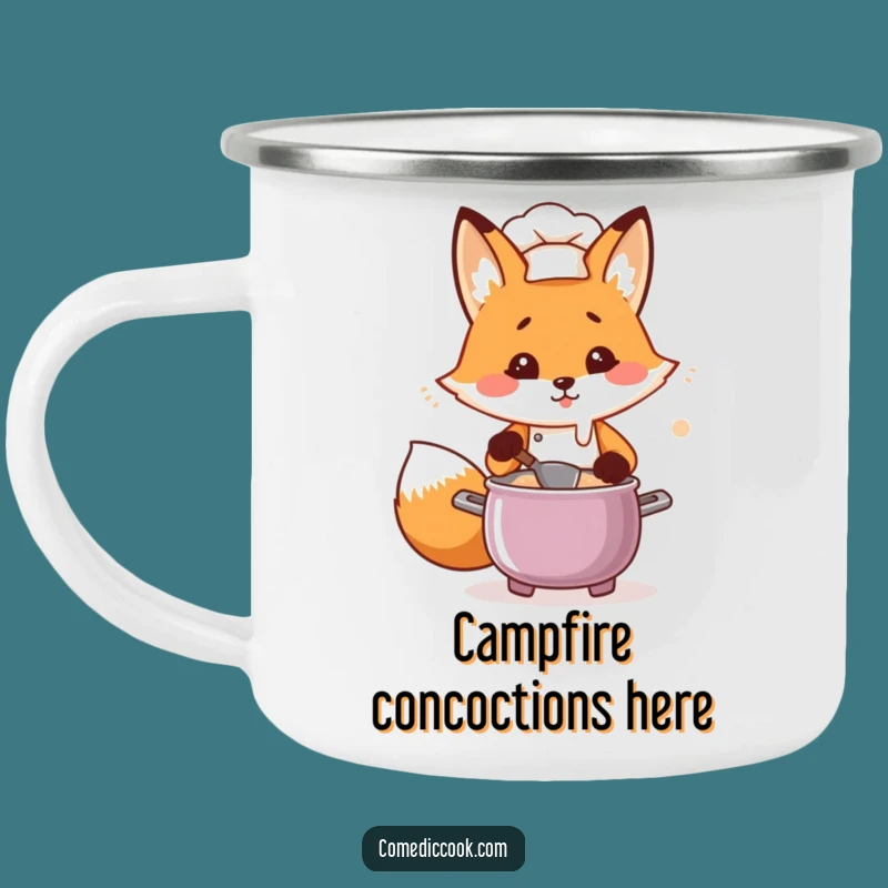 Funny Kawaii Fox Chef Camping Mug - Flustered Cook's Campfire Drinkware, Gift