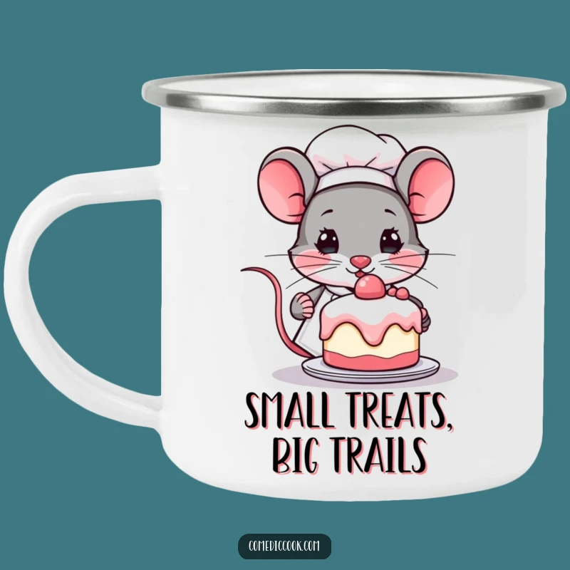 Funny Kawaii Mouse Chef Camping Mug - Cute Determined Baker Enamel Cup, Perfect Funny Gift