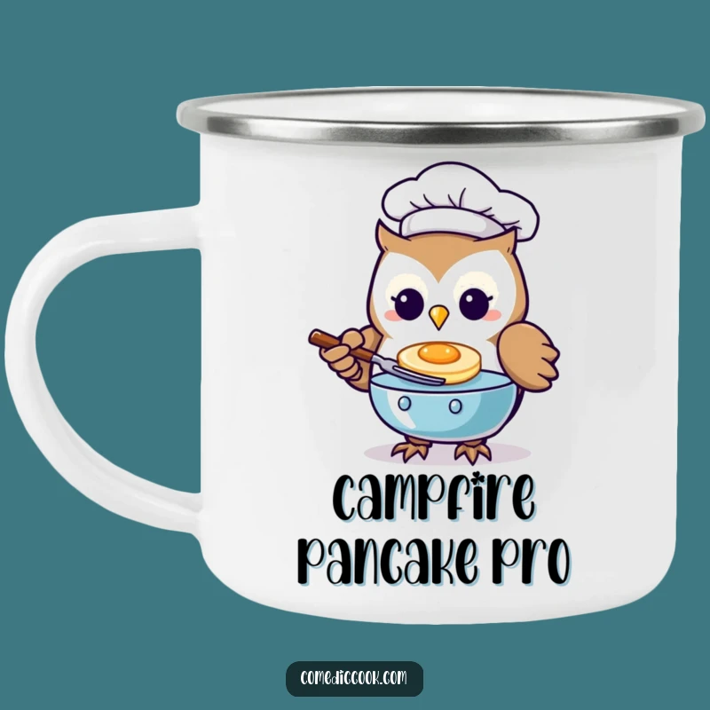 Funny Kawaii Owl Chef Camping Mug: Outdoor Breakfast Buddy, Rugged Funny Gift