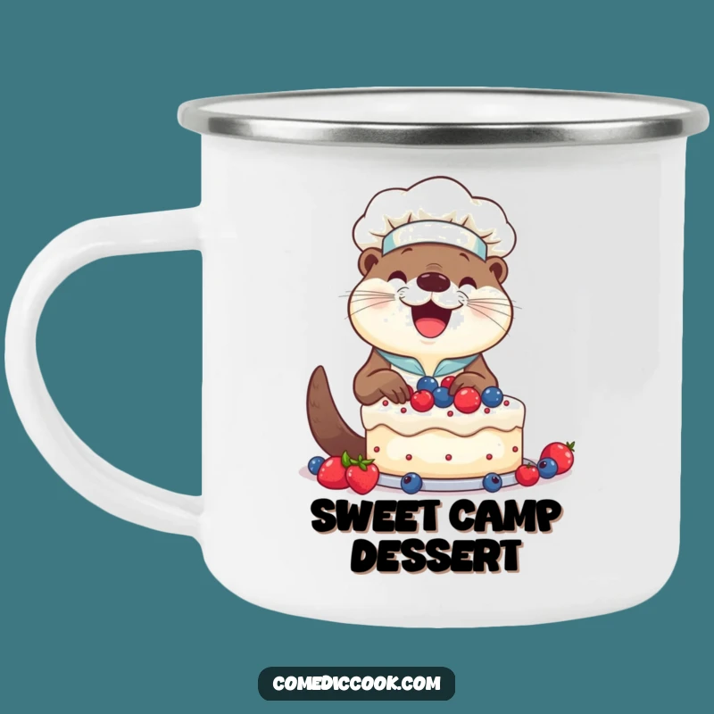 Funny Otter Chef Cake Camping Mug: Sweet Camp Treats, Perfect Gift