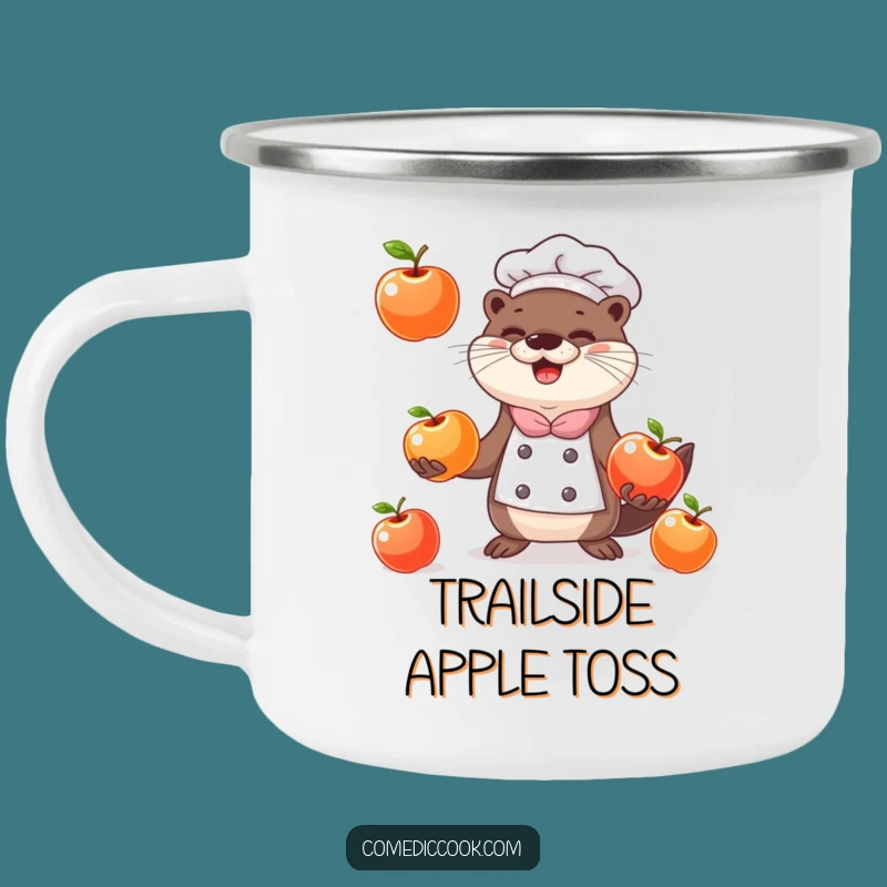 Funny Otter Chef Camping Mug: Juggling Apples Outdoor Mug, Hilarious Gift