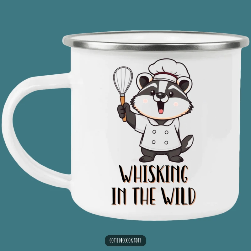 Funny Kawaii Badger Chef Camping Mug - Proud Baker Enamel Cup, Perfect Funny Gift
