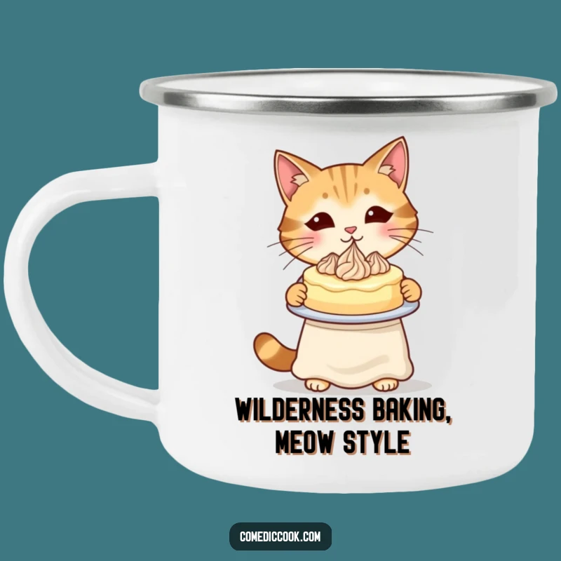 Funny Cat Baker Camping Mug: Your Companion for Sweet Sips & Outdoor Adventures