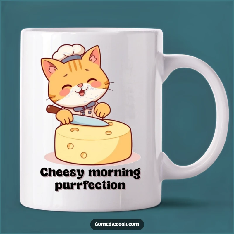 Funny Cat Chef Mug: Cheesy Slicing Action, Purrfect Gift for Cheese Lovers