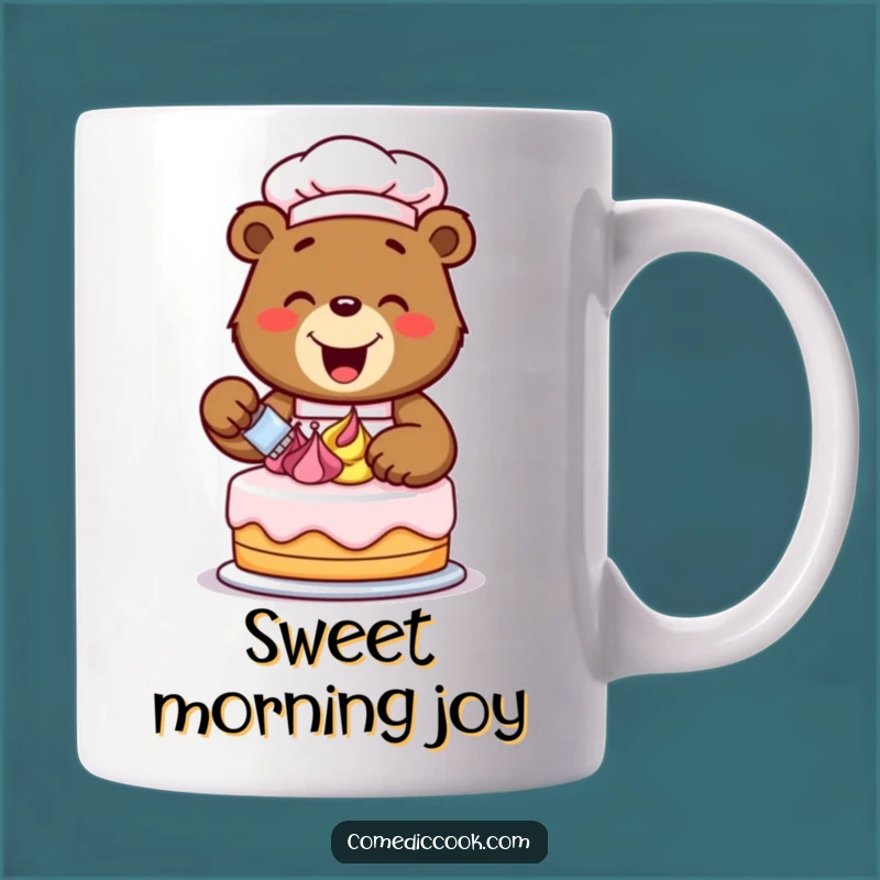 Funny Bear Chef Decorating Cake Mug: Sweet Culinary Fun Gift