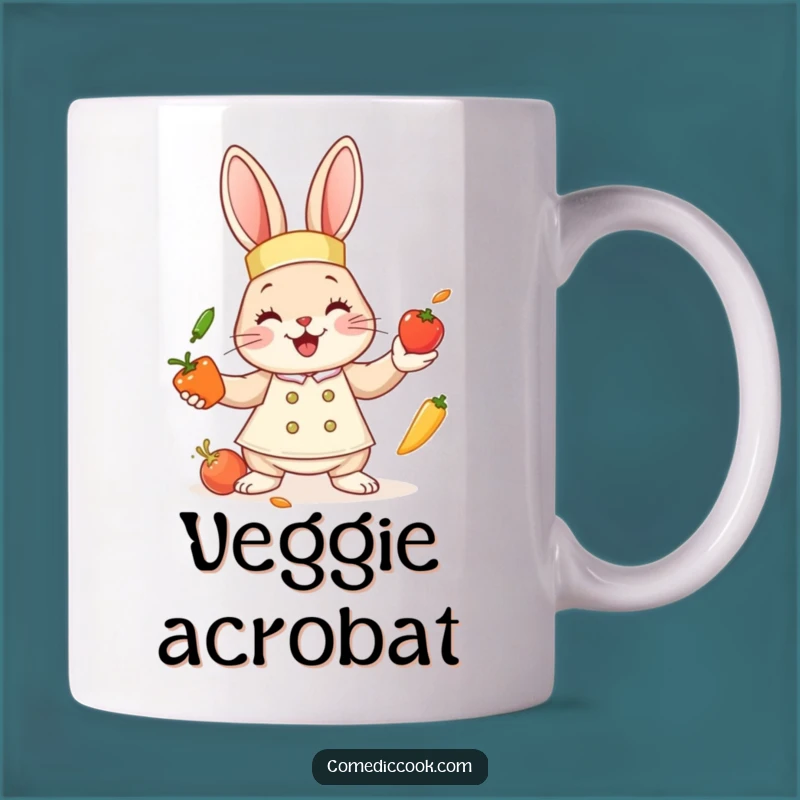 Funny Bunny Chef Mug: Adorable Juggling Veggies, Perfect Funny Gift for Gardeners & Chefs!