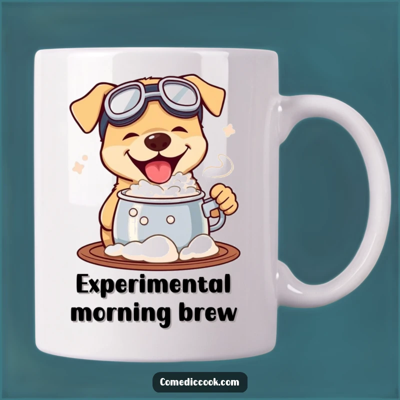 Funny Goggled Dog Tasting Pot Mug: Hilarious & Adventurous Gift for Curious Souls