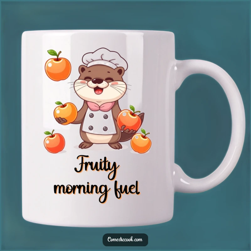 Funny Happy Otter Chef Mug: Juggling Apples, Hilarious Kitchen Gift