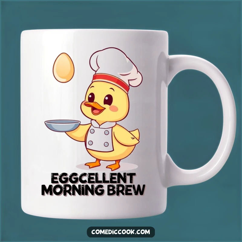 Funny Kawaii Duck Chef Mug - Giggling Cook Catching Flying Egg, Perfect Gift