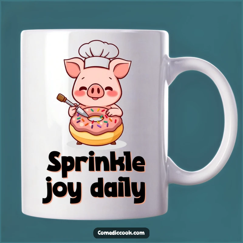 Funny Kawaii Pig Chef Donut Mug - Joyful Baker Gift for Sweet Treat Lovers