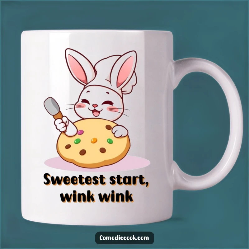 Funny Kawaii Rabbit Chef Mug: Cookie Frosting Wink, Perfect Funny Gift