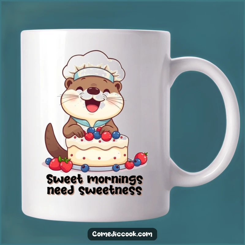 Funny Otter Chef Cake Decorating Mug: Sweet Kitchen Humor, Perfect Gift