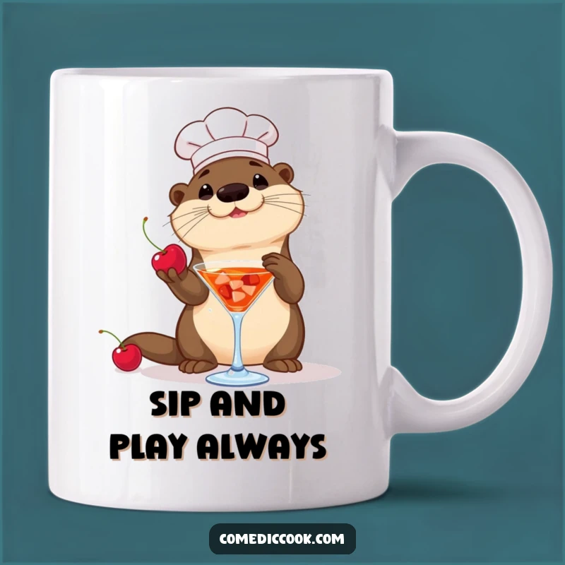 Funny Otter Chef Mug: Stir Up Smiles with Cocktail Comedy!