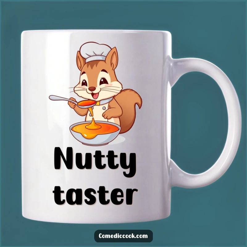 Funny Squirrel Chef Mug: Playful Tasting Chef, Delicious Sauce Delight, Perfect Funny Gift!