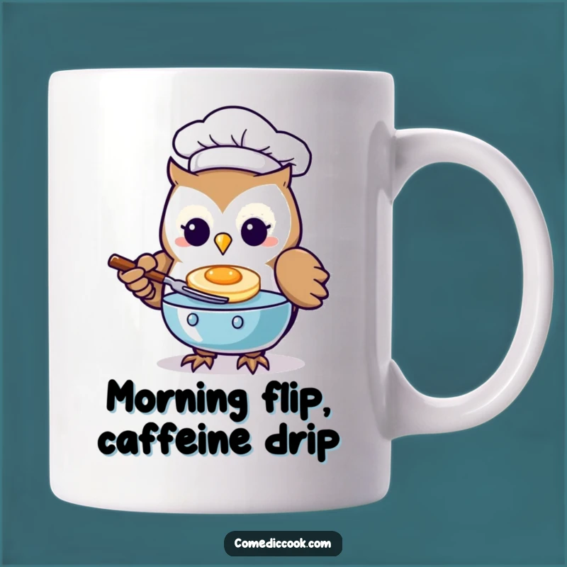 Funny Kawaii Owl Chef Mug: Pancake Flipping Pro, Perfect Funny Gift