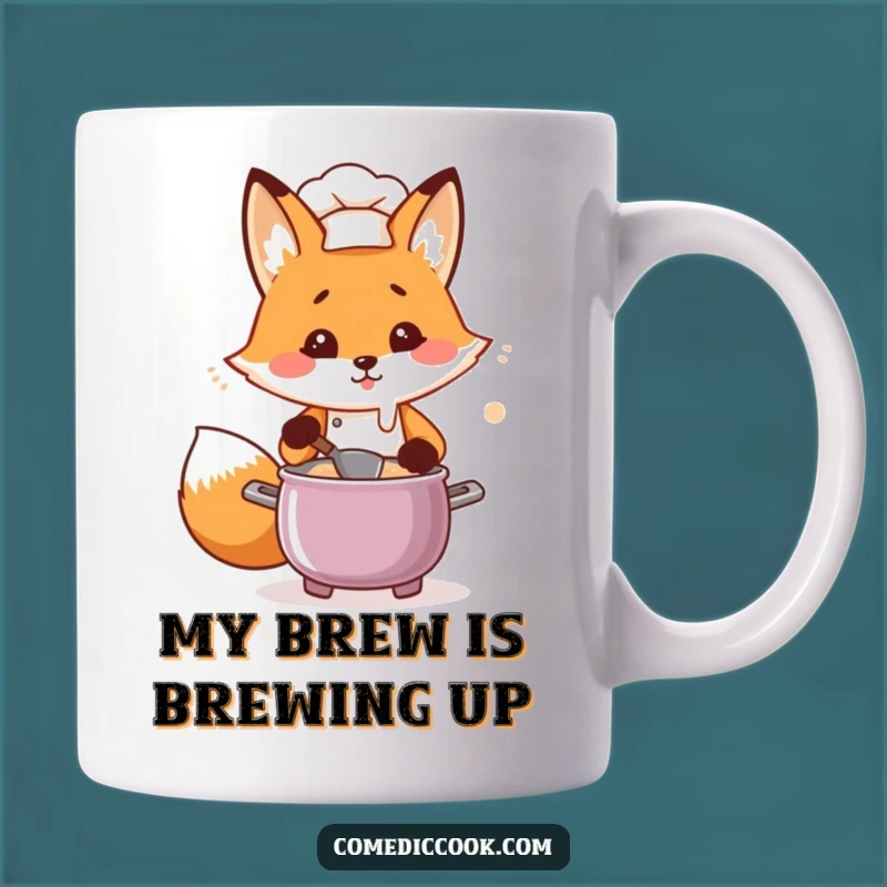Funny Kawaii Fox Chef Mug - A Flustered Cook Making Delicious Meals, Perfect Gift