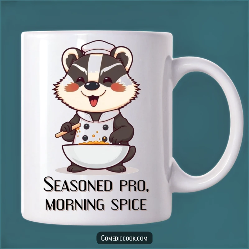 Funny Badger Chef Mug: Dramatic Seasoning Flourishes for Culinary Maestros