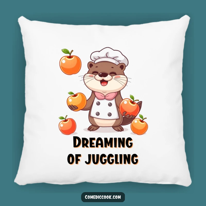 Funny Otter Chef Pillow: Cute Juggling Otter Accent Pillow, Hilarious Gift