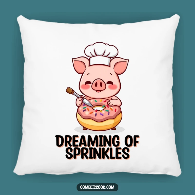 Funny Kawaii Pig Chef Pillow - Cute Donut Decorator Cushion, Perfect Funny Gift