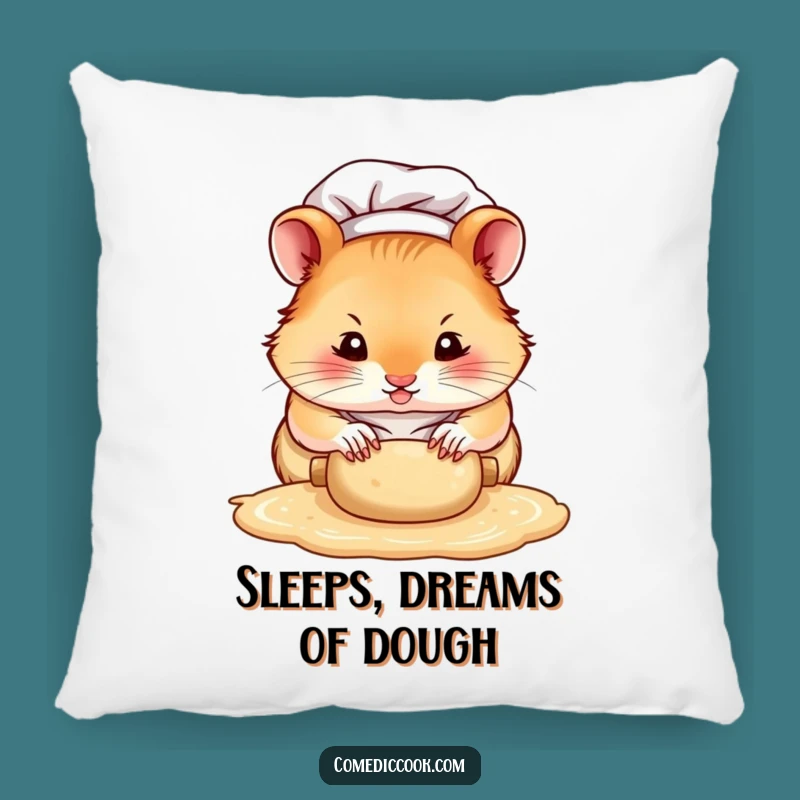 Funny Hamster Chef Pillow: Cozy Up with Intense Dough Rolling Cuteness