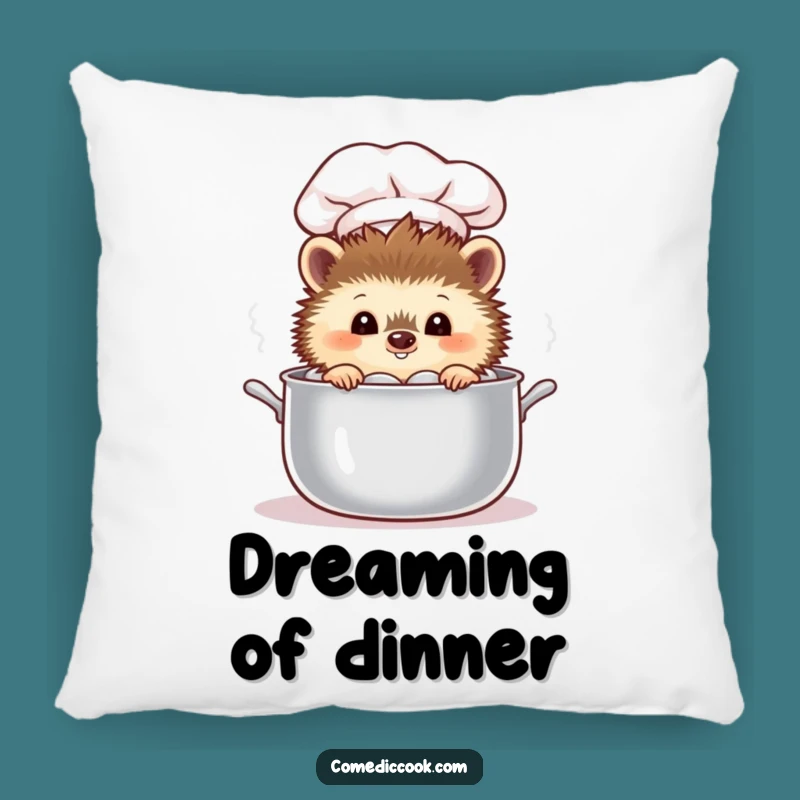 Funny Hedgehog Chef Pillow: Curious Critter Accent Pillow, Hilarious Gift