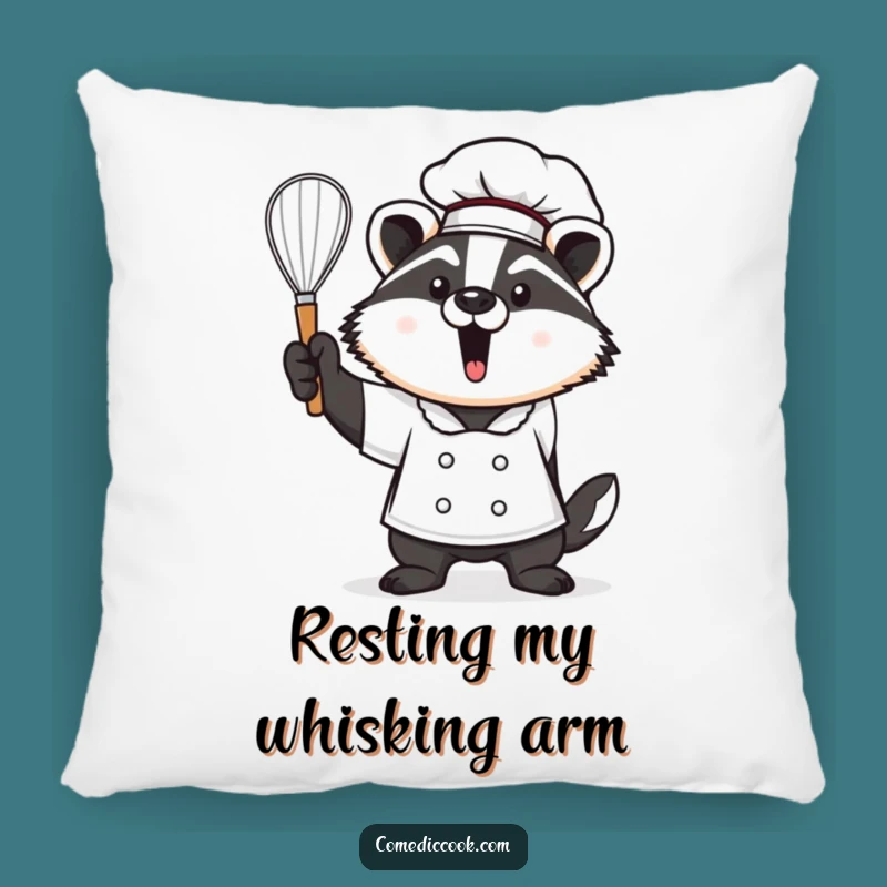 Funny Kawaii Badger Chef Pillow - Cozy Proud Baker Cushion, Perfect Funny Gift