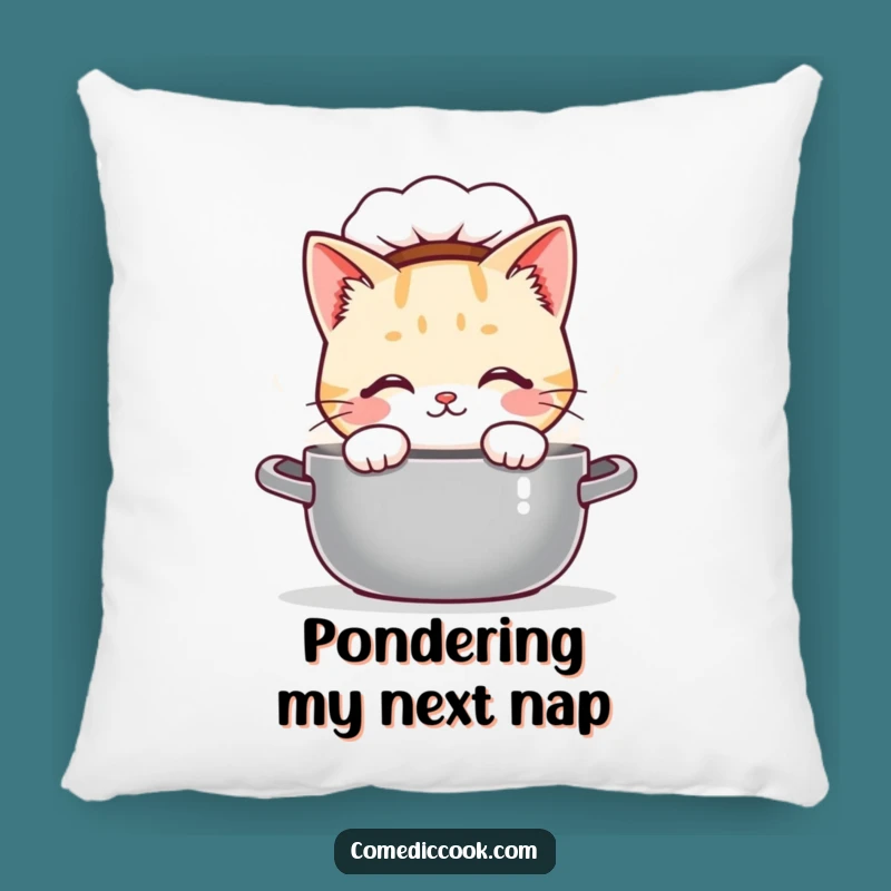 Funny Kawaii Cat Chef Pillow - Cozy Curious Baker Cushion, Perfect Funny Gift