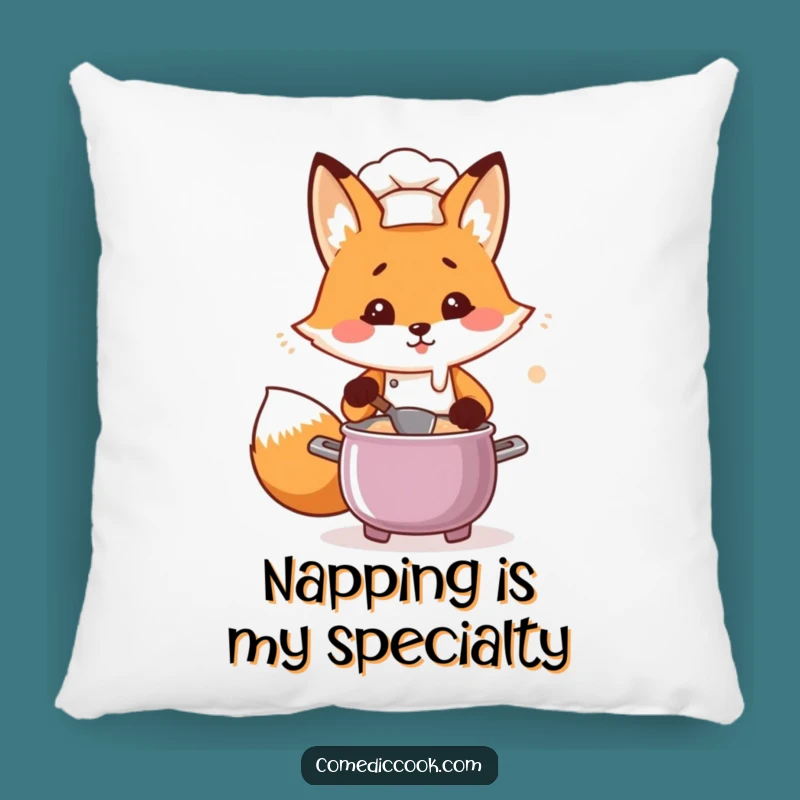 Funny Kawaii Fox Chef Pillow - Cozy Flustered Cook Cushion, Adorable Gift