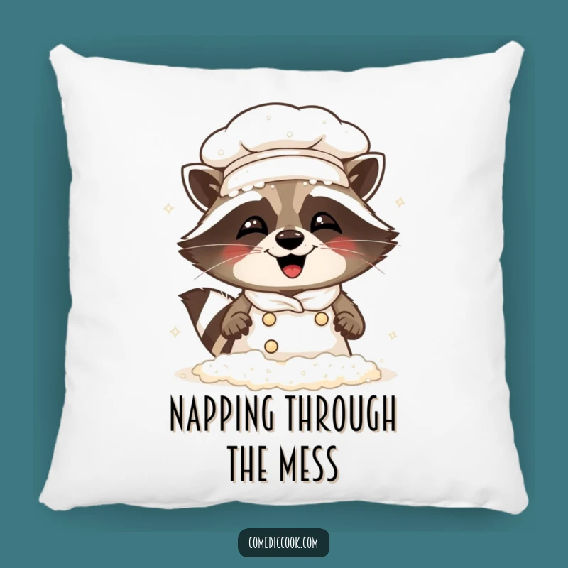 Funny Raccoon Chef Pillow: Cozy Floury Giggle - Decor Gift