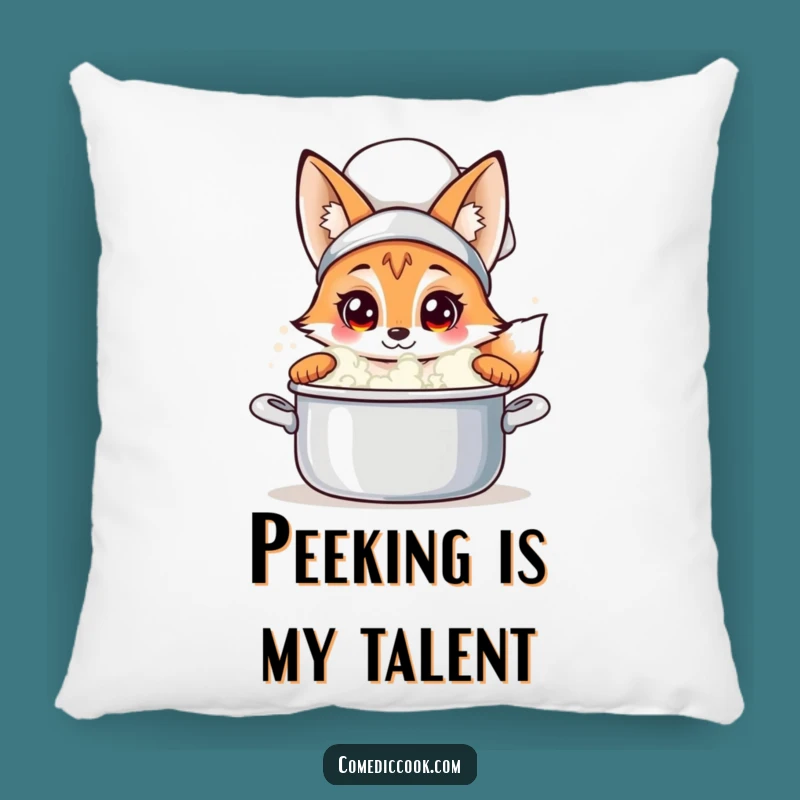 Soft Funny Fox Chef Pillow: Curious Peeking Cushion, Cozy & Hilarious Home Accent, Ideal Funny Gift!