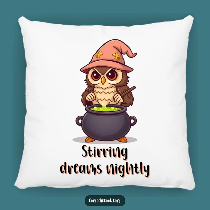 Funny Wise Owl Chef Pillow: Cozy Potion Decor, Soft & Hilarious Gift for Dreamers