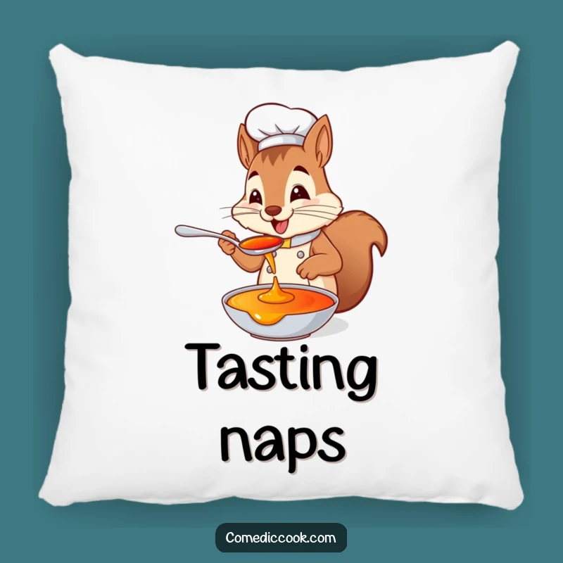 Soft Funny Squirrel Chef Pillow: Tasting Sauce Cushion, Cozy & Hilarious Home Accent, Ideal Funny Gift!
