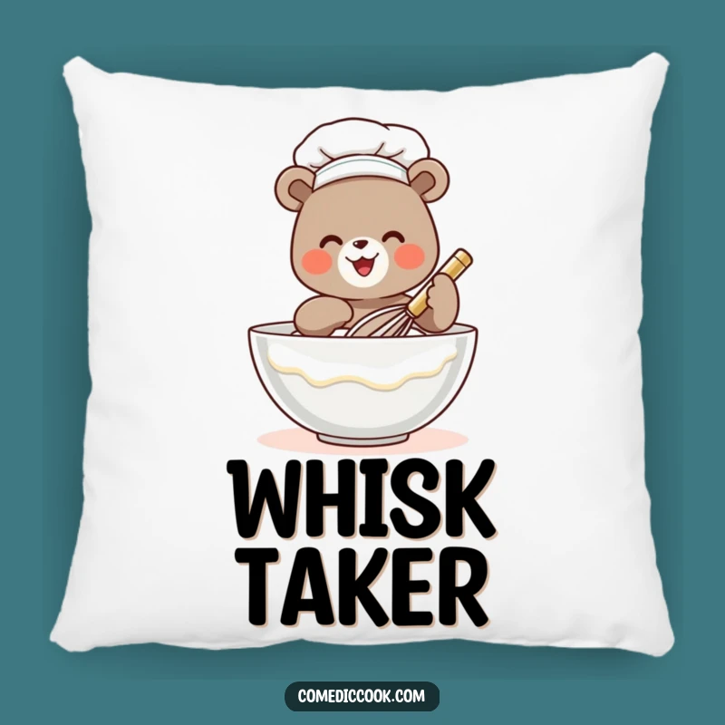 Soft Funny Bear Chef Pillow: Tiny Whisking Chef Cushion, Cozy & Hilarious Home Accent, Ideal Funny Gift!