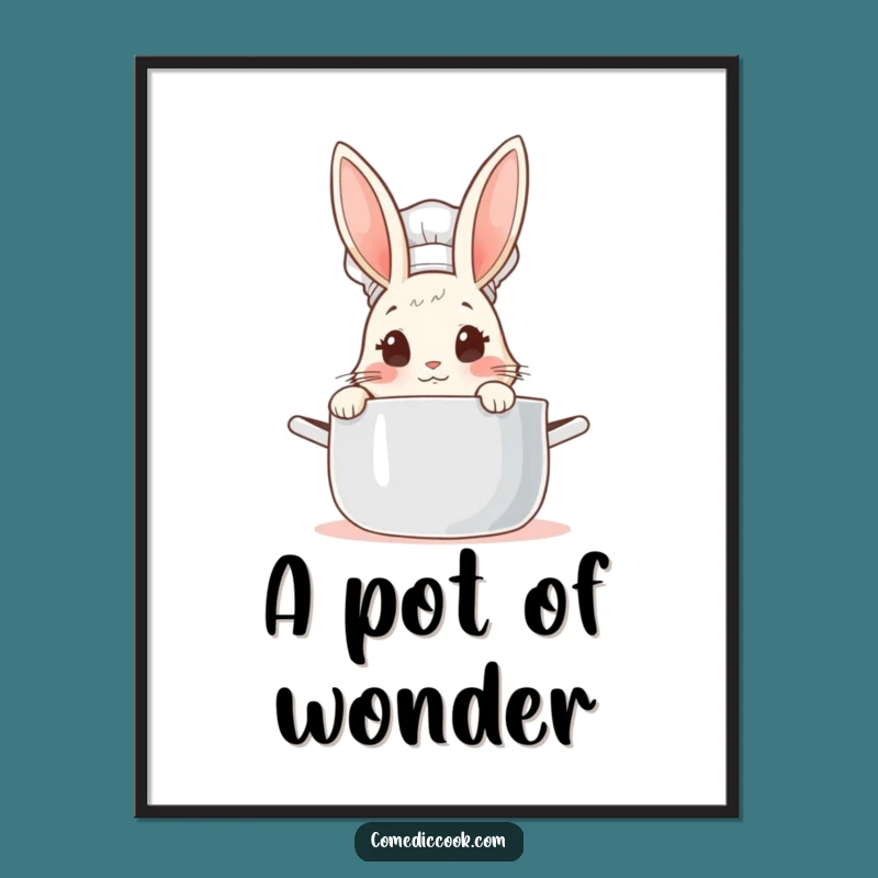 Funny Rabbit Chef Digital Art: Cute Culinary Curiosity Wall Decor, Humorous Gift