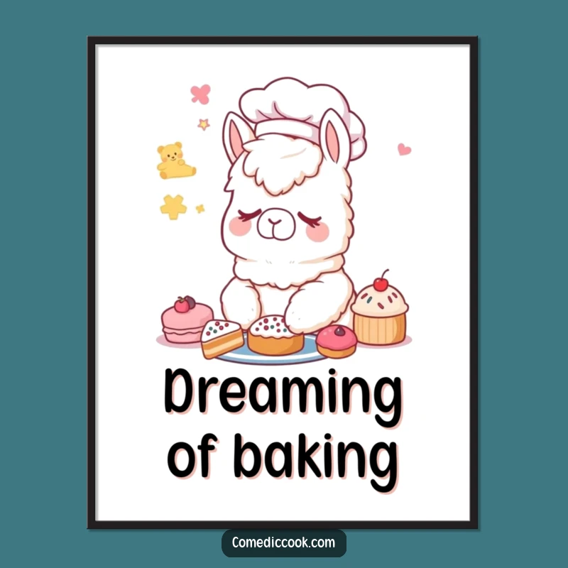 Funny Alpaca Chef Digital Art: Pastry Dreams - Instant Gift