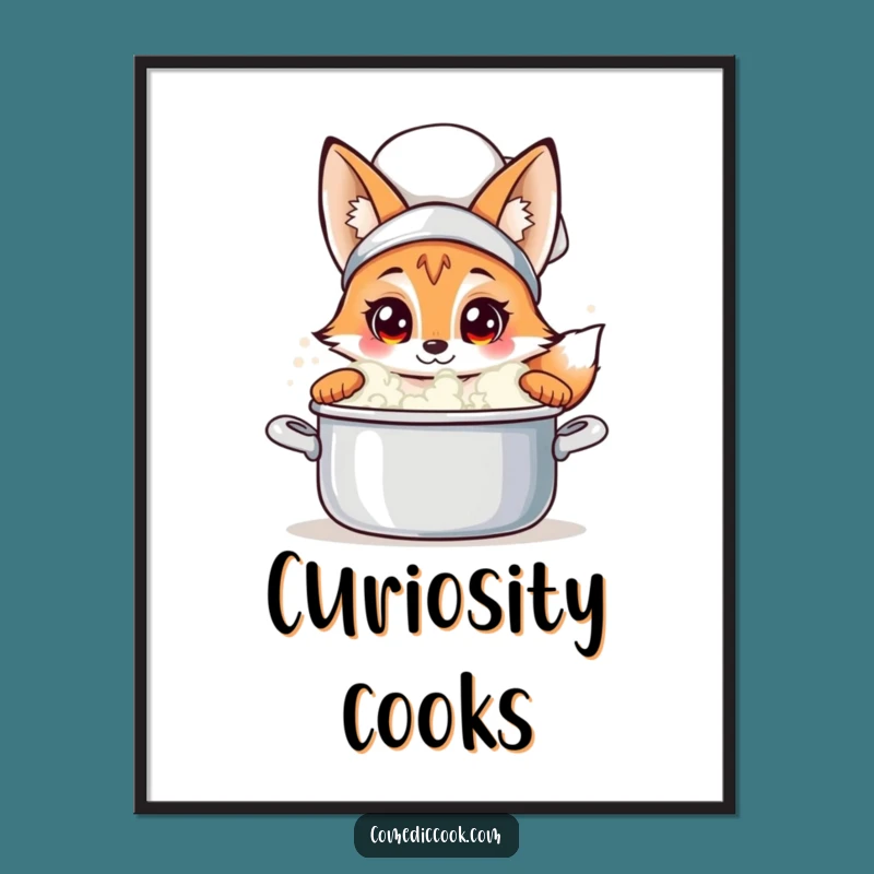 Funny Fox Chef Digital Art Print: Curious Peeking Decor, Instant Hilarious Home Upgrade, Perfect Funny Gift!