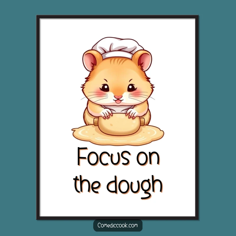 Funny Hamster Chef Digital Art: Intense Dough Rolling Masterpiece for Your Walls