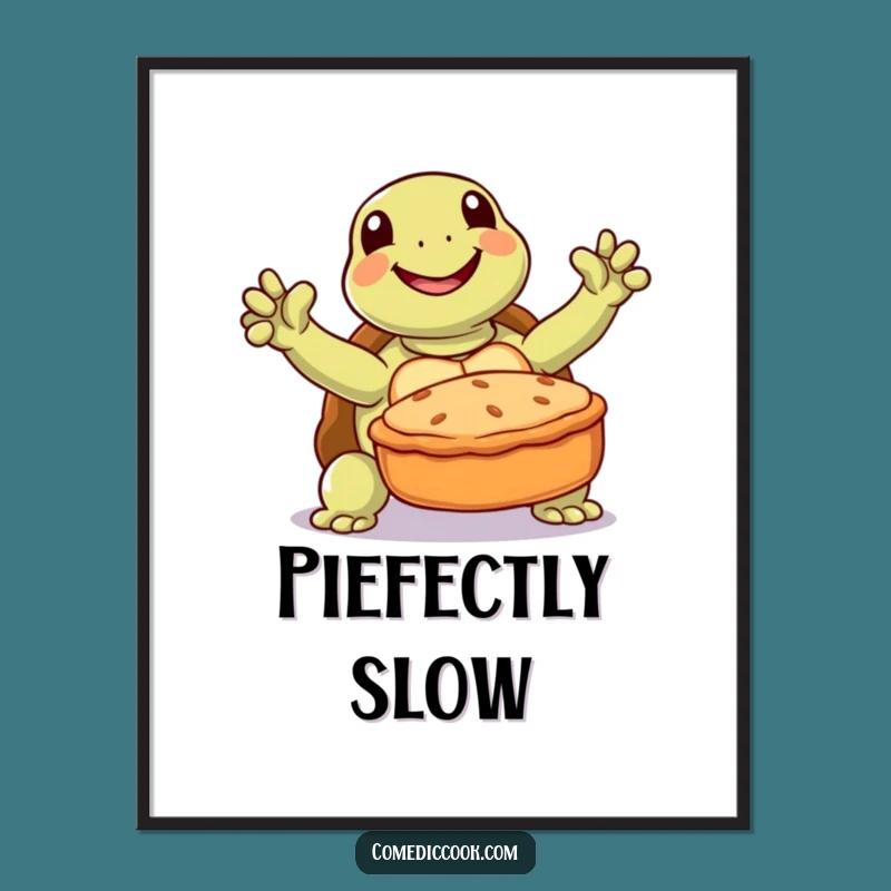 Funny Turtle Baker Digital Art Print: Instant Baking Triumph