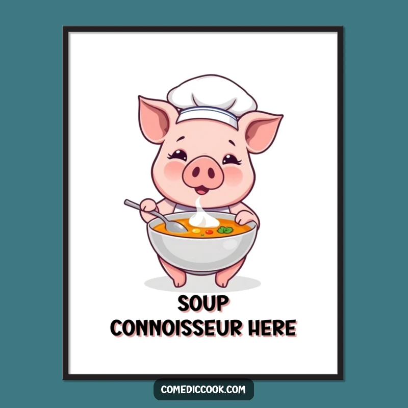 Instant Laughs: Funny Pig Chef Soup Digital Art for Your Walls