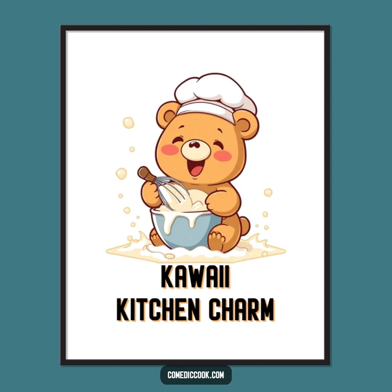 Funny Chef Bear Digital Art: Instant Kawaii Baking Decor Gift