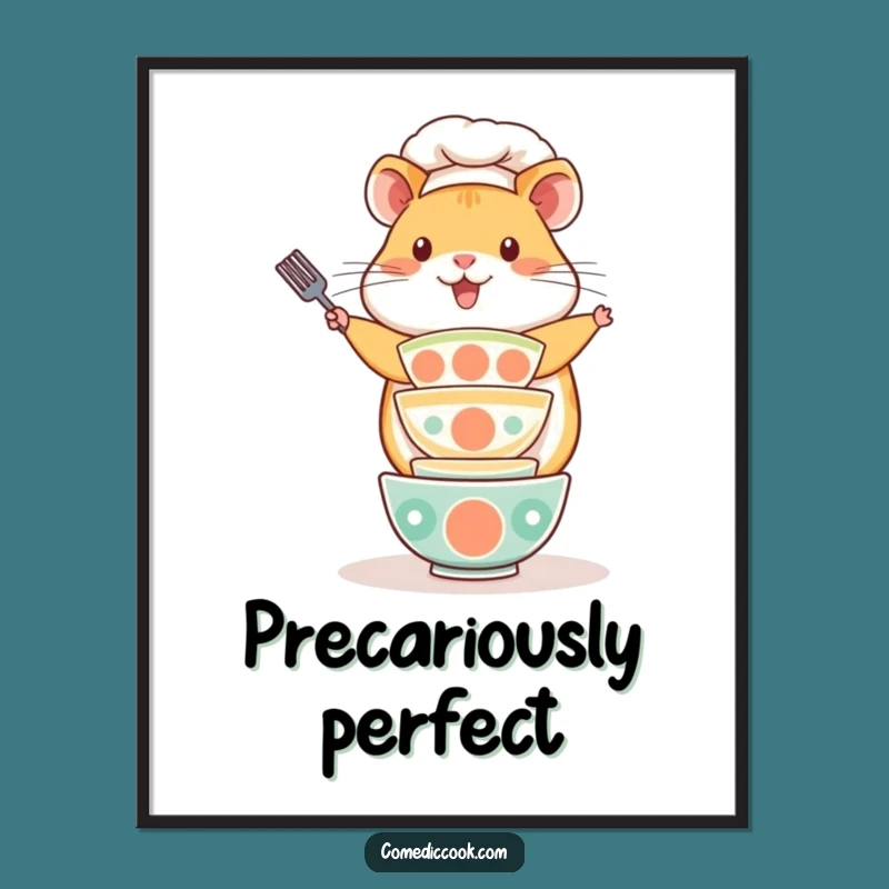 Funny Kawaii Hamster Chef Digital Print - Playful Baker Art, Perfect Funny Gift
