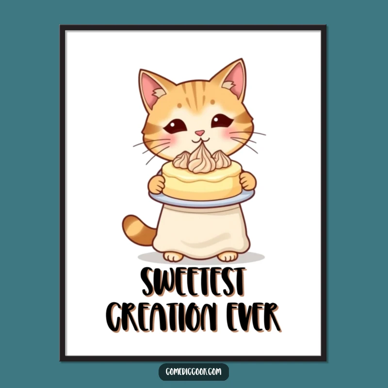 Funny Cat Baker Digital Art: Instant Charming Decor for Your Home