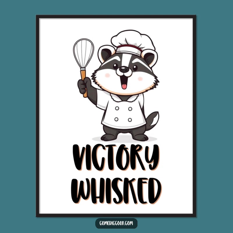 Funny Kawaii Badger Chef Digital Print - Proud Baker Art, Perfect Funny Gift